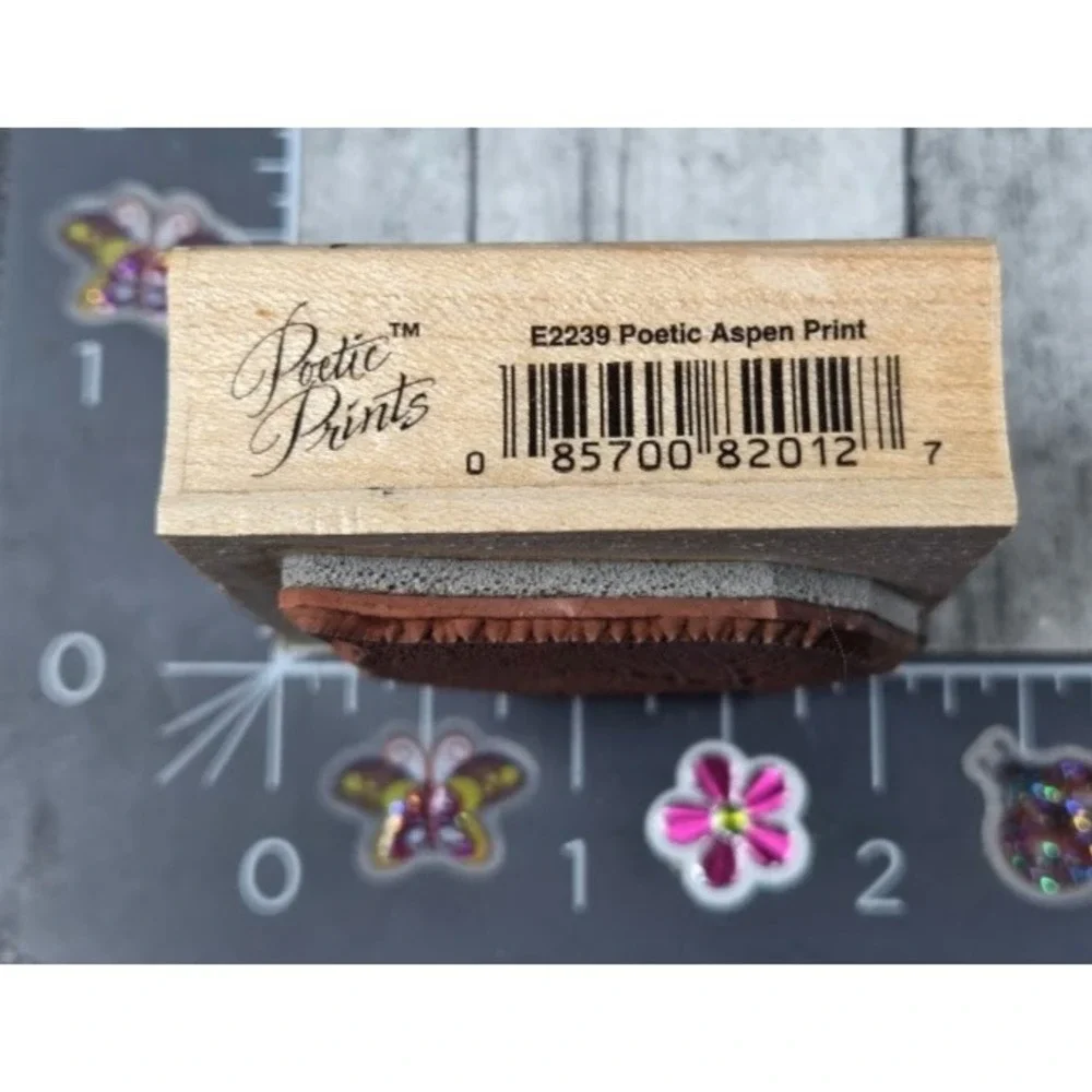 Hero Arts Poetic Aspen Print Leaf E2239 2001 Rubber Stamp Wood #K16